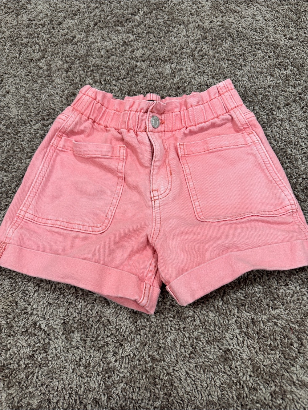 Girls' coral Elastic Waist Utility Shorts